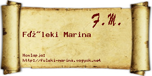 Füleki Marina névjegykártya